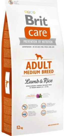 Brit Care Adult Medium Breed 12kg Ξηρά Τροφή χωρίς Σιτηρά για Ενήλικους Σκύλους Μεσαίων Φυλών με Αρνί και Ρύζι