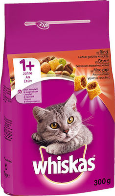 Whiskas 1+ Beef Hrană Uscată pentru Pisici Adulte cu Vițel 0.3kg