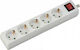 V-TAC Power Strip 5 Positions with Switch and Cable 5m