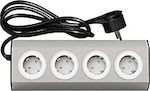 Adeleq 4-Outlet Power Strip 1.5m Gray