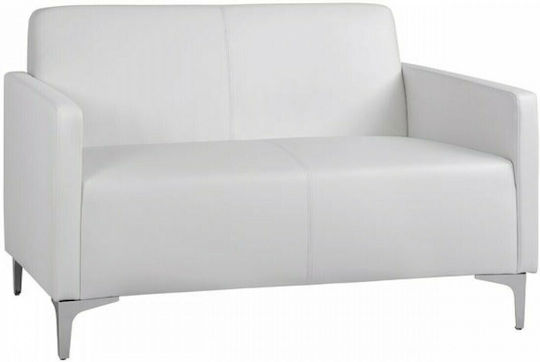 Nellie Two-Seater Couch Artificial Leather White 113x71x71 cm