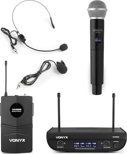 Vonyx WM82C Set Wireless Δυναμικό Microphone Hand, Head for Vocals