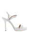 Mourtzi Platform Leather Women's Sandals Transparent with Ankle Strap White with Thin High Heel