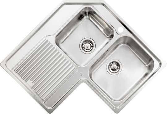 Sanitec Zenith 11298 Drop-In Spüle Ecke Rechts Inox Matt B83xT83cm Silber
