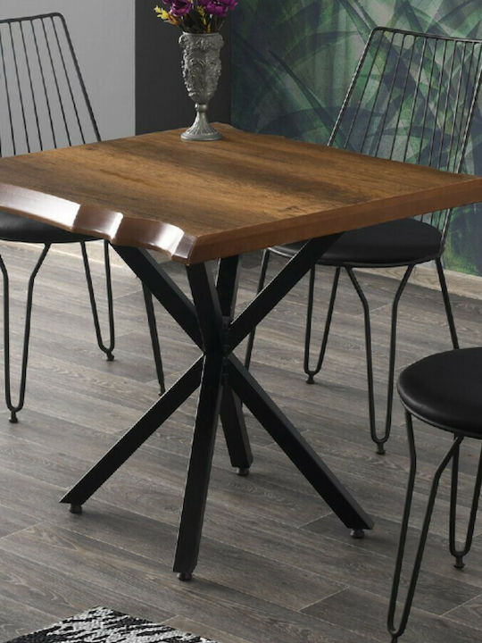 Tisch Speisesaal Holz mit Metallgestell 80x80x77cm