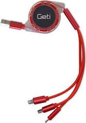 Geti Geti USB to Lightning / Type-C / micro USB Cable 1.1m Geti Geti USB to Lightning / Type-C / micro USB Cable 1.1m