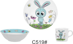 Feeding Set made of Porcelain Light Blue 3pcs