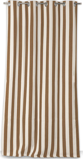 Mc Decor Curtain With Grommets Stripes Brown 140x260cm