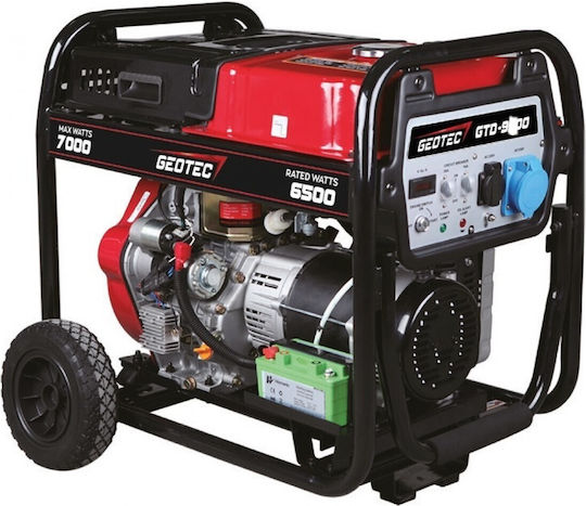 Geotec GTD-9000 Generators Erdöl mit Kickstart, Rädern und maximaler Leistung 9kVA