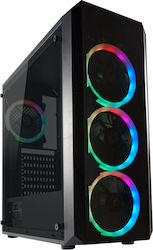 LC-Power 703B Quad Luxx Gaming Midi Tower Κουτί Υπολογιστή με Πλαϊνό Παράθυρο και RGB Φωτισμό Μαύρο