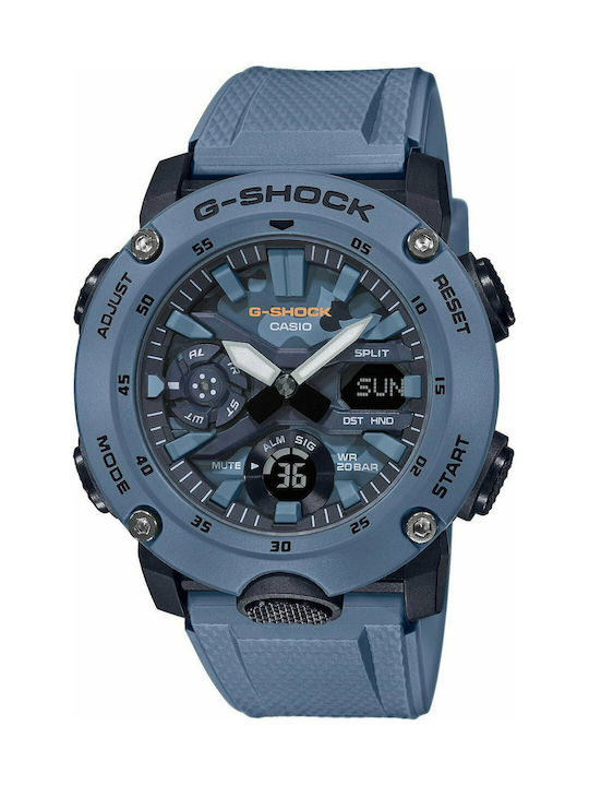 Casio G-Shock Analog/Digital Uhr Chronograph Batterie mit Blau Kautschukarmband