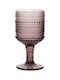 HFA Drops Set of Glasses for White and Red Wine made of Glass in Purple Color Stemmed 215ml 6pcs
