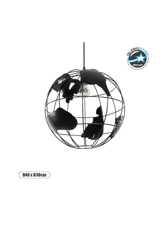 GloboStar Earth Pendant Light Black Grid with Socket E27 41x41x40cm