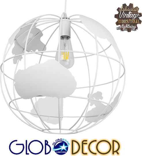 GloboStar Earth Lumini Suspendate Alb Cu Rețea Și Bază De Bec E27 40x40x40cm