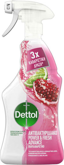 Dettol Power & Fresh Advance Spray de Curățare de Utilizare Generală cu Acțiune de Dezinfectare Rodie și lămâie verde 1x500ml