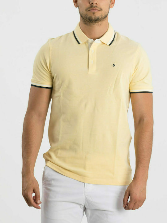 Jack & Jones Ανδρικό T-shirt Κοντομάνικο Polo Κίτρινο