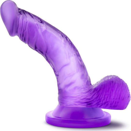 Naturally Yours Mini Realistic Dildo with Scrotum & Suction Cup Purple 12cm