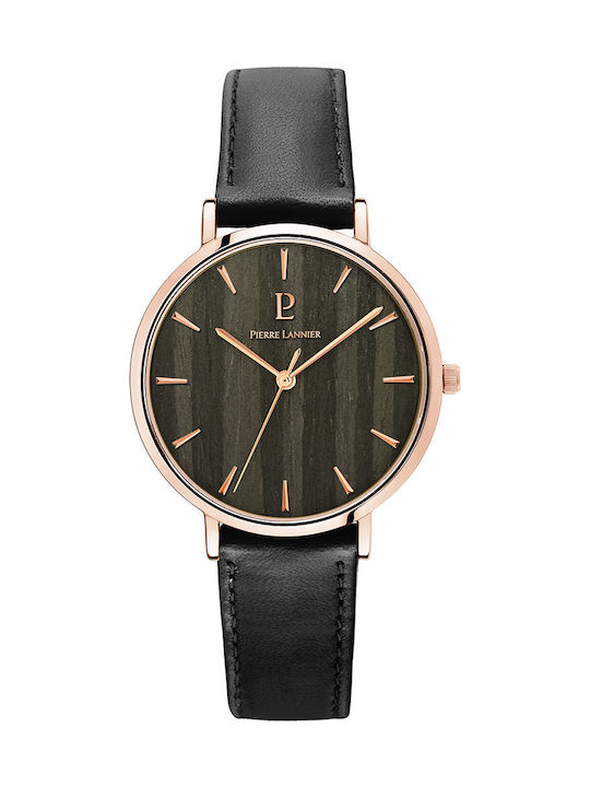 Pierre Lannier Nature Watch with Black Leather Strap