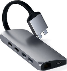Satechi Docking Station με Διπλό USB-C HDMI 4K PD Ethernet και συνδεση 2 Οθονών Γκρι (ST-TCDMMAM)