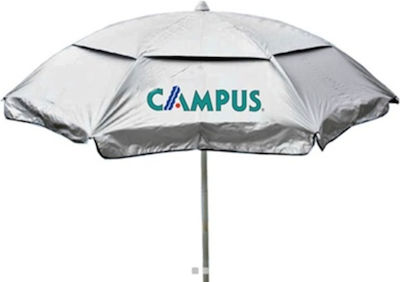 Campus Formă în U Umbrelă de Plajă cu Diametru de 2m cu Protecție UV Argintiu/Limă