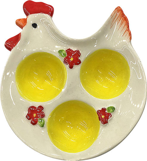 Bunny's Αυγοθήκη Κότα Κεραμική 3 Θέσεων 12x14cm Πασχαλινή Αυγοθήκη Κότα Κεραμικη Κίτρινη 14x2.5εκ.