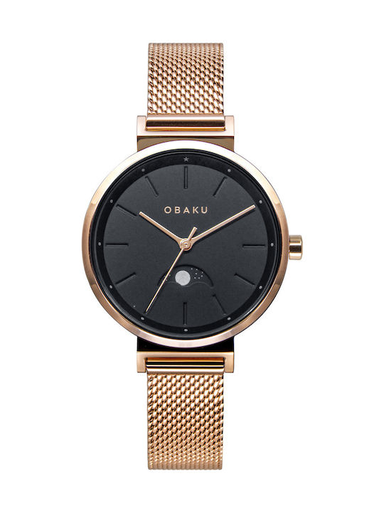 Obaku Maane Gerbera Damen Uhr mit Rose Gold Metallarmband