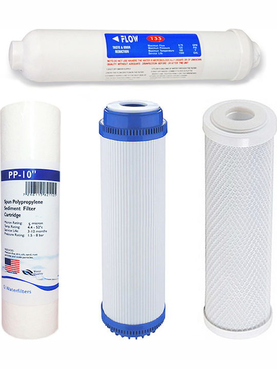 QWaterFilters Water Filter Replacement Reverse Osmosis (RO) made of Activated Carbon 10" Q-4RO5 5 μm 4pcs