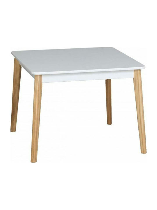 Children's Wooden Table 60x60x48 Kids Table made of Wood White 151154