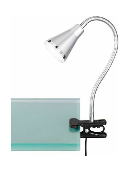 Trio Lighting Arras LED Office Lamp with Flexible Arm and Clip in Silver Color