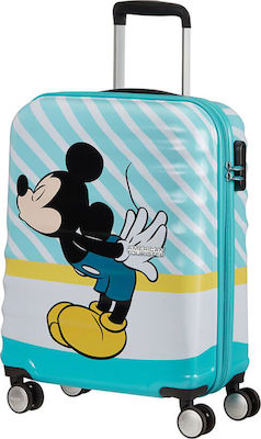 American Tourister Wavebreaker Disney Children's Cabin Travel Suitcase Hard Light Blue with 4 Wheels Height 55cm.