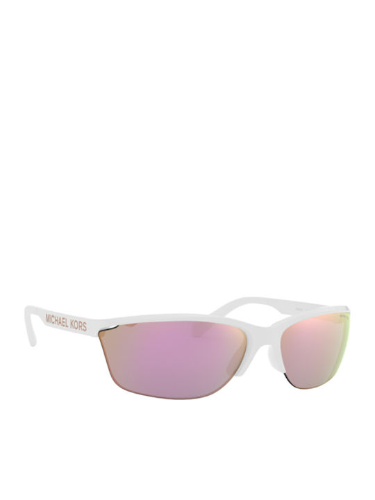 Michael Kors Playa Women's Sunglasses with White Plastic Frame and Pink Mirror Lens