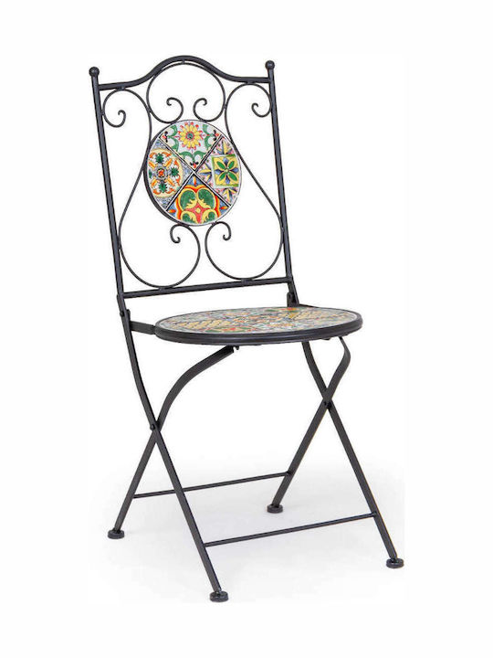 Metallic Outdoor Chair Naxos Μαύρη-Πολύχρωμη 39x47x92cm