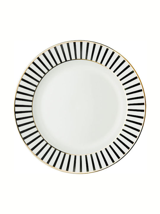 Dutch Rose Dessert Plate Stripe Plate Desert made of Porcelain Gold with Diameter 18cm