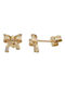 9K gold stud earrings with white zirconia bow