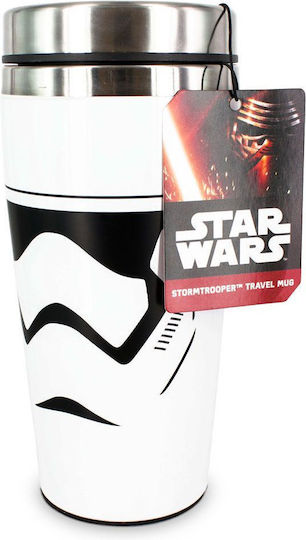 Paladone Star Wars-Stormtrooper Travel Mug Glass Thermos Stainless Steel 450ml White