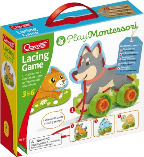 Quercetti Lacing Animals & Wheels Montessori Educational Game Knowledge for 3+ Years Old