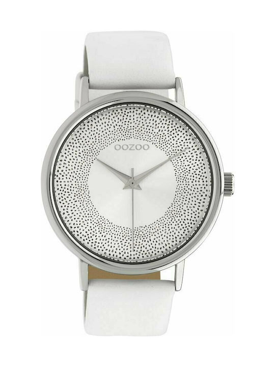 Oozoo Watch with White Leather Strap C10575