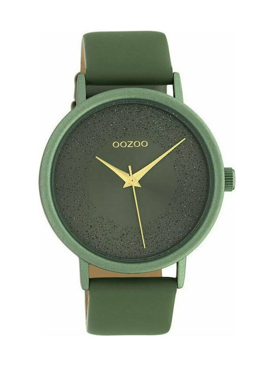 Oozoo Watch with Green Leather Strap C10582