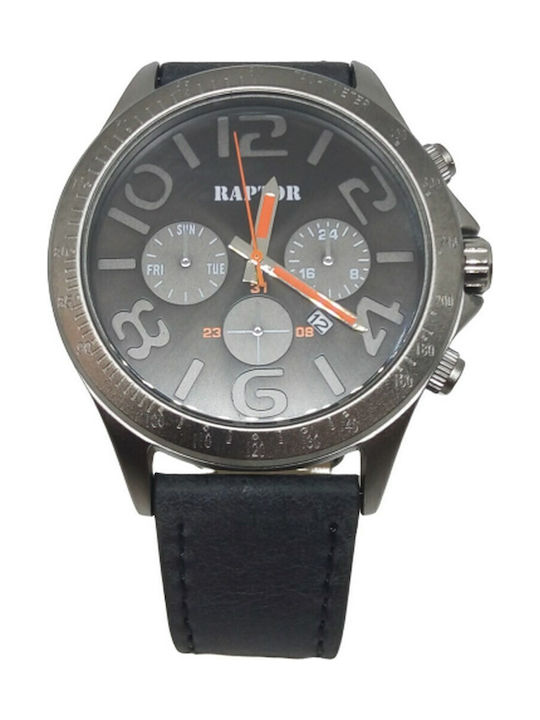 Raptor Men's Watch 47mm Battery with Black Leather Strap