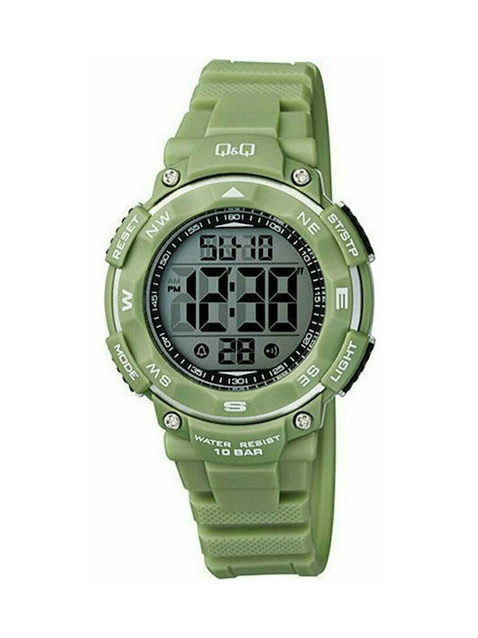 Q&Q Watch Battery with Green Rubber Strap M149J011Y