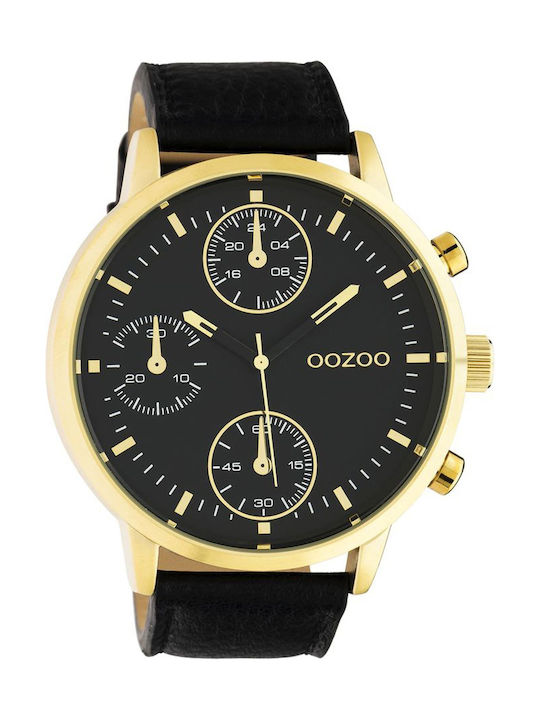 Oozoo Watch Chronograph Battery with Black Leat...