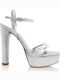Women's Sandals with Thin High Heel In Silver Colour 20-247-10