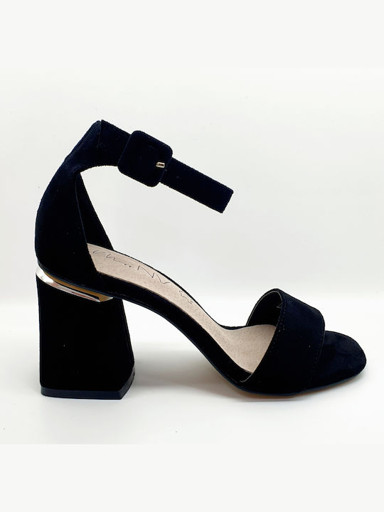 Envie Shoes Suede Πέδιλα Μαύρα
