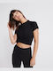 Superdry Studio Cross Women's Athletic Blouse Short Sleeve Black