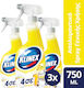 Klinex 4 σε 1 Καθαριστικό Spray Γενικής Χρήσης με Απολυμαντική Δράση Λεμόνι 3x750ml