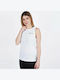 Champion Women's Athletic Cotton Blouse Sleeveless White