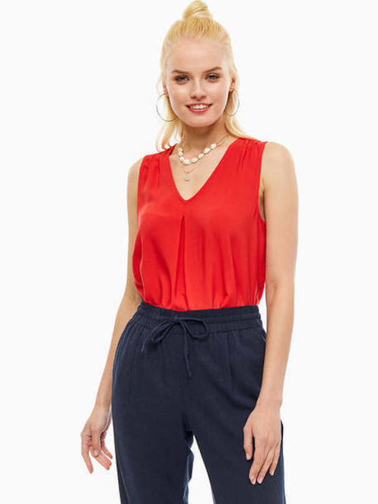 Vero Moda Damen Sommer Bluse Ärmellos Rot