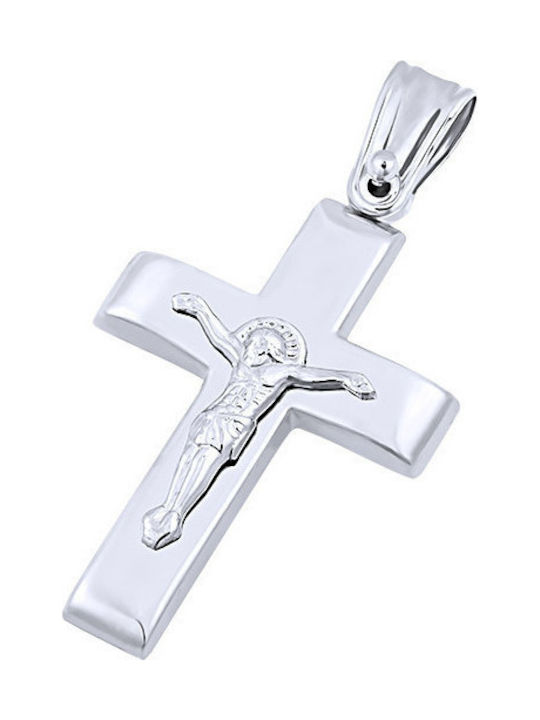 14K Weißgold männliches Kreuz, T04319