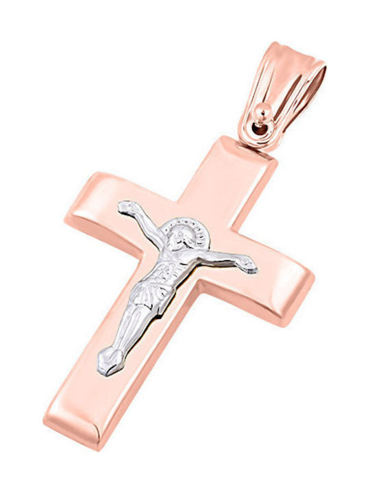 14K Pink gold men's cross, T04319