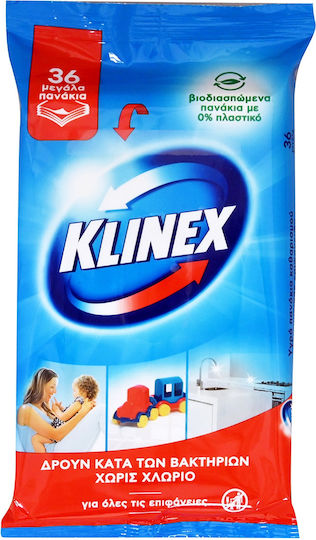 Klinex Μαντηλάκια Καθαρισμού Γενικής Χρήσης με Απολυμαντική Δράση 36 τμχ